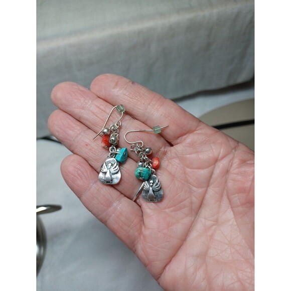 Angel Sterling  Silver Blue  Beaded Earrings - Picture 5 of 8